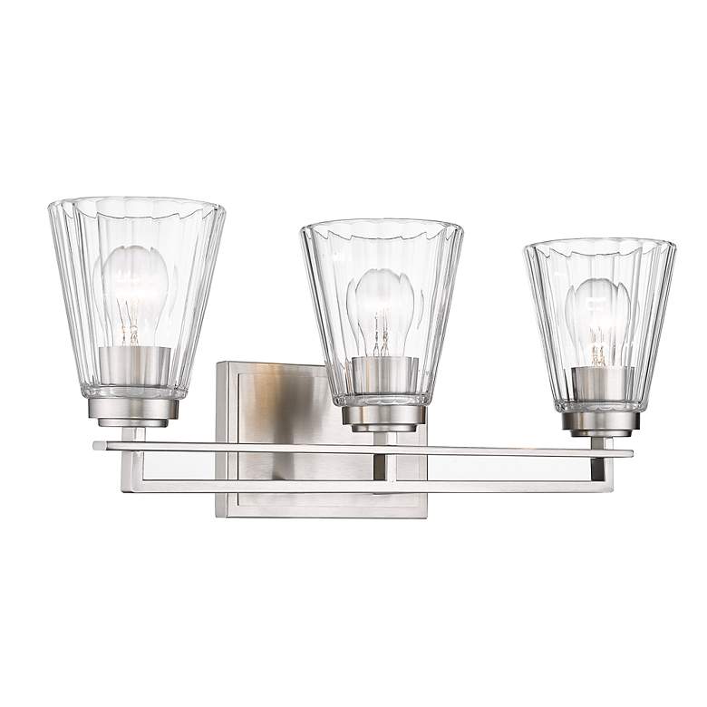 Image 5 Lyna 22" Wide Brushed Nickel 3-Light Vanity Bath Light more views