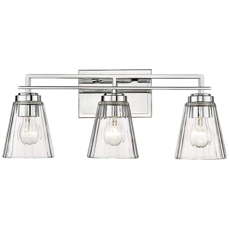 Image 2 Lyna 22" Wide Chrome 3-Light Vanity Bath Light