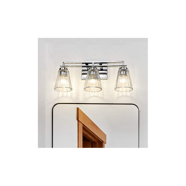 Image 1 Lyna 22" Wide Chrome 3-Light Vanity Bath Light