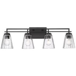 Lyna 30 1/2" Wide Matte Black 4-Light Vanity Bath Light