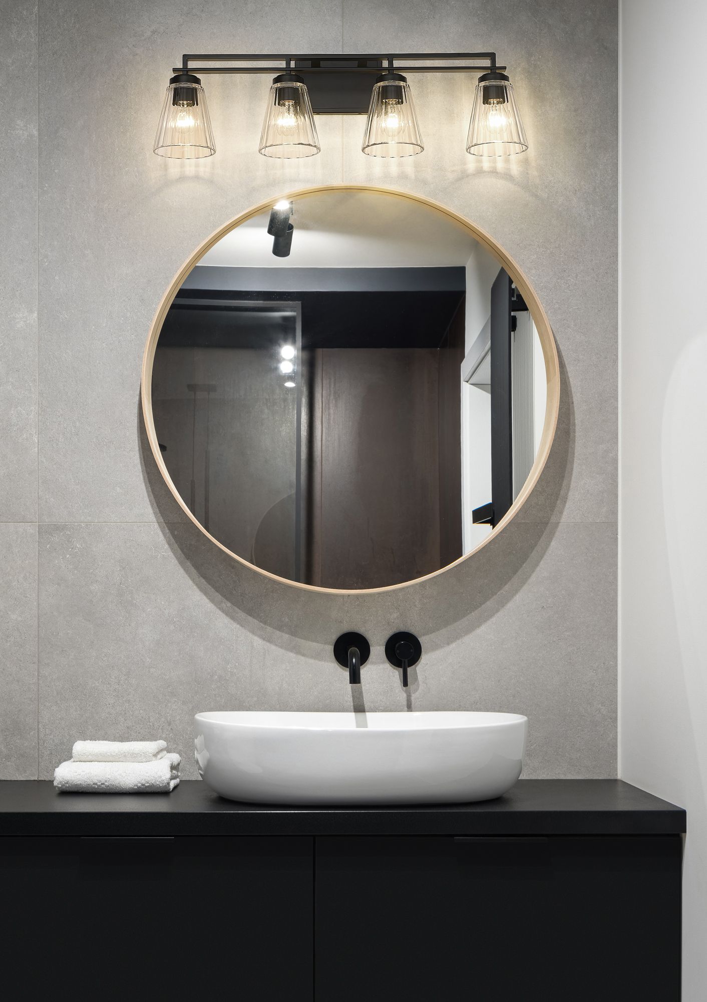 Lyna 30 1/2" Wide Matte Black 4-Light Vanity Bath Light