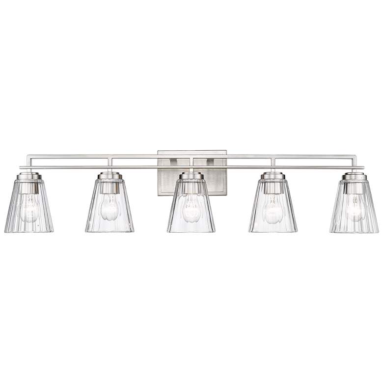 Image 1 Lyna 38 3/4" Wide Brushed Nickel 5-Light Vanity Bath Light