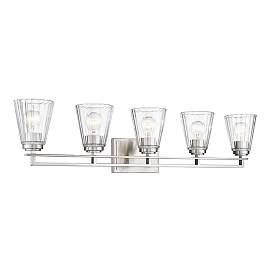Image5 of Lyna 38 3/4" Wide Brushed Nickel 5-Light Vanity Bath Light more views