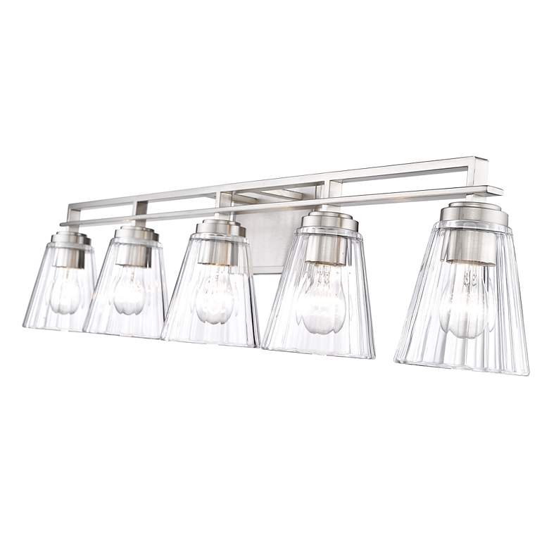 Image 7 Lyna 38 3/4" Wide Brushed Nickel 5-Light Vanity Bath Light more views