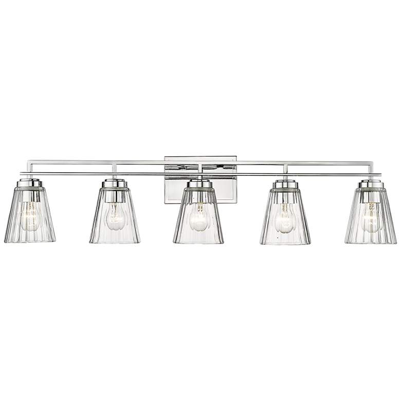Image 2 Lyna 38 3/4" Wide Chrome 5-Light Bath Light