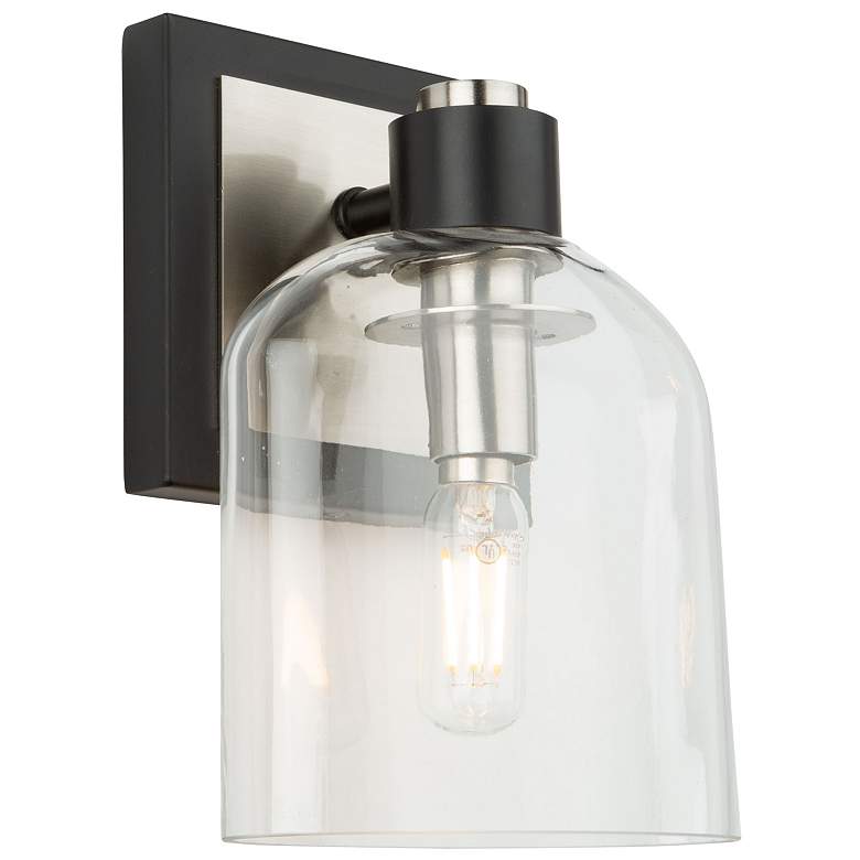 Image 1 Lyndon 10" High Black And Brushed Nickel Bathroom Sconce