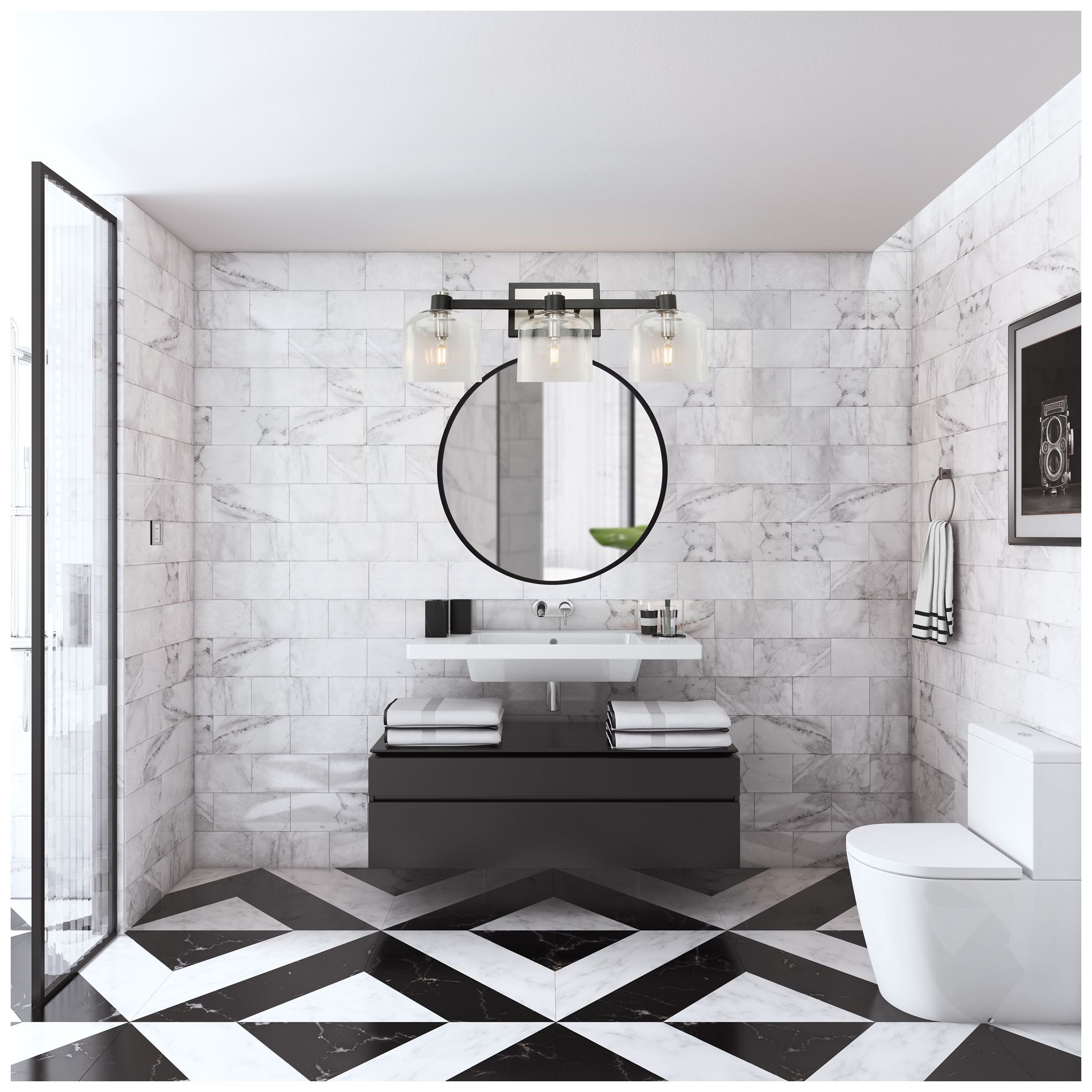 Image 2 Lyndon 12" Wide 3.Light Black And Brushed Nickel Bathroom Vanity more views