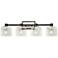 Lyndon 12" Wide 4.Light Black And Brushed Nickel Round Bathroom Vanity