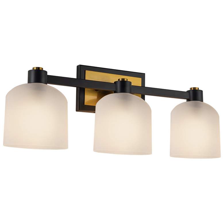 Image 1 Lyndon 24.01" Wide 3-Light Black Bathroom Vanity With Clear Glass Shad