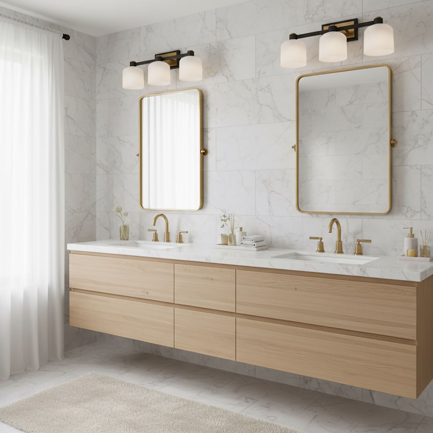 Image 6 Lyndon 24.01" Wide 3-Light Black Bathroom Vanity With Clear Glass Shad more views