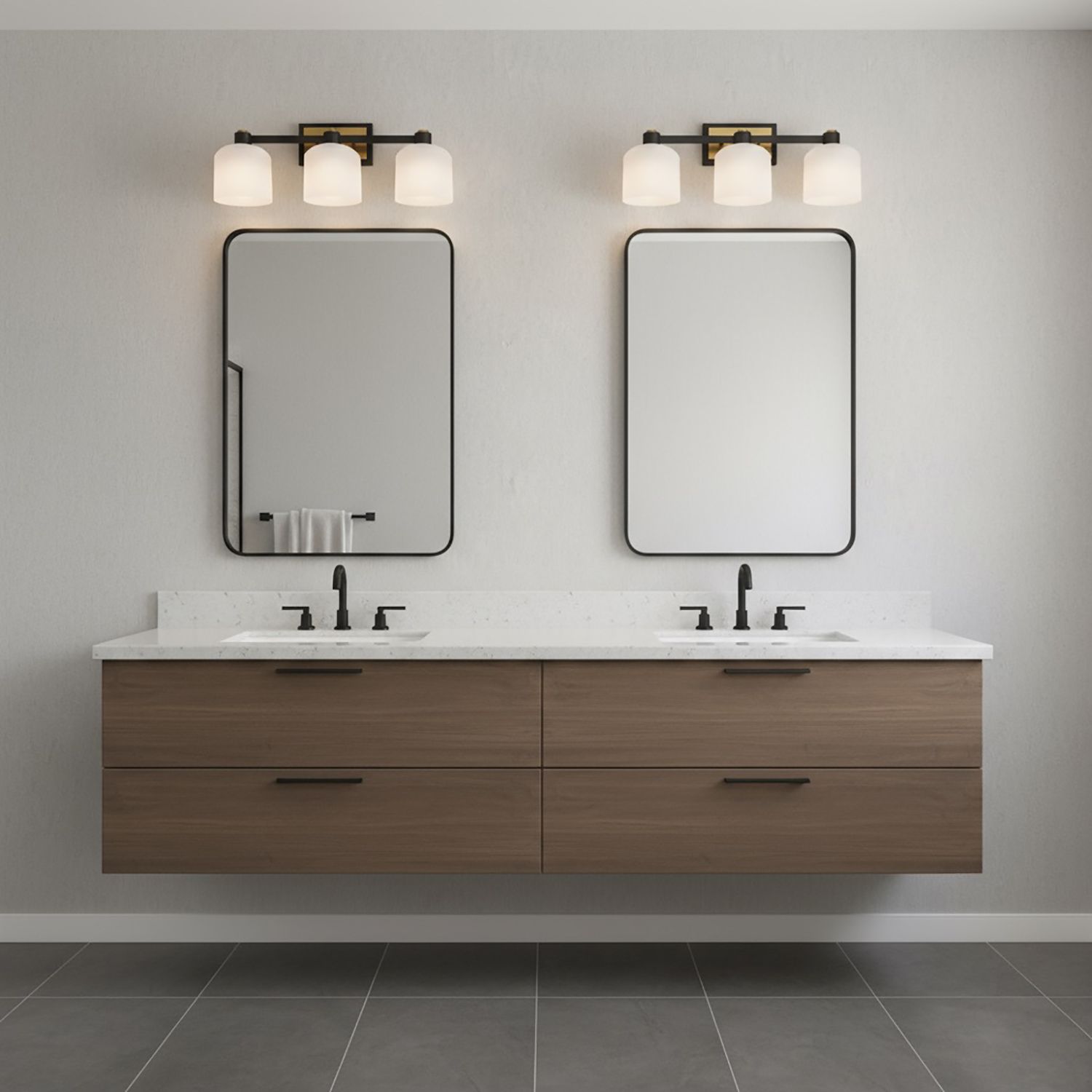 Image 7 Lyndon 24.01" Wide 3-Light Black Bathroom Vanity With Clear Glass Shad more views