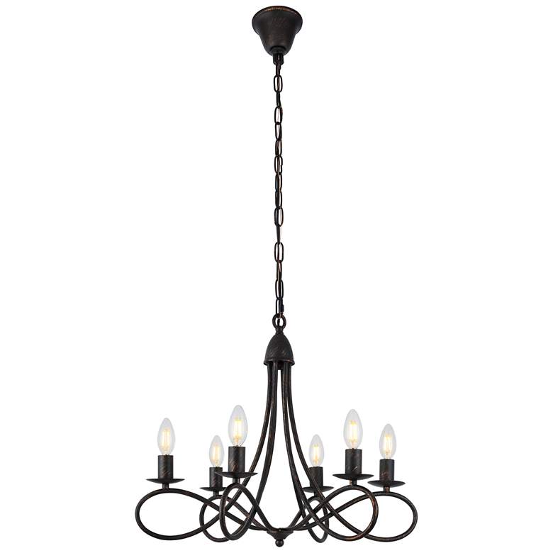 Image 1 Lyndon 24" Wide Dark Bronze 6-Light Chandelier