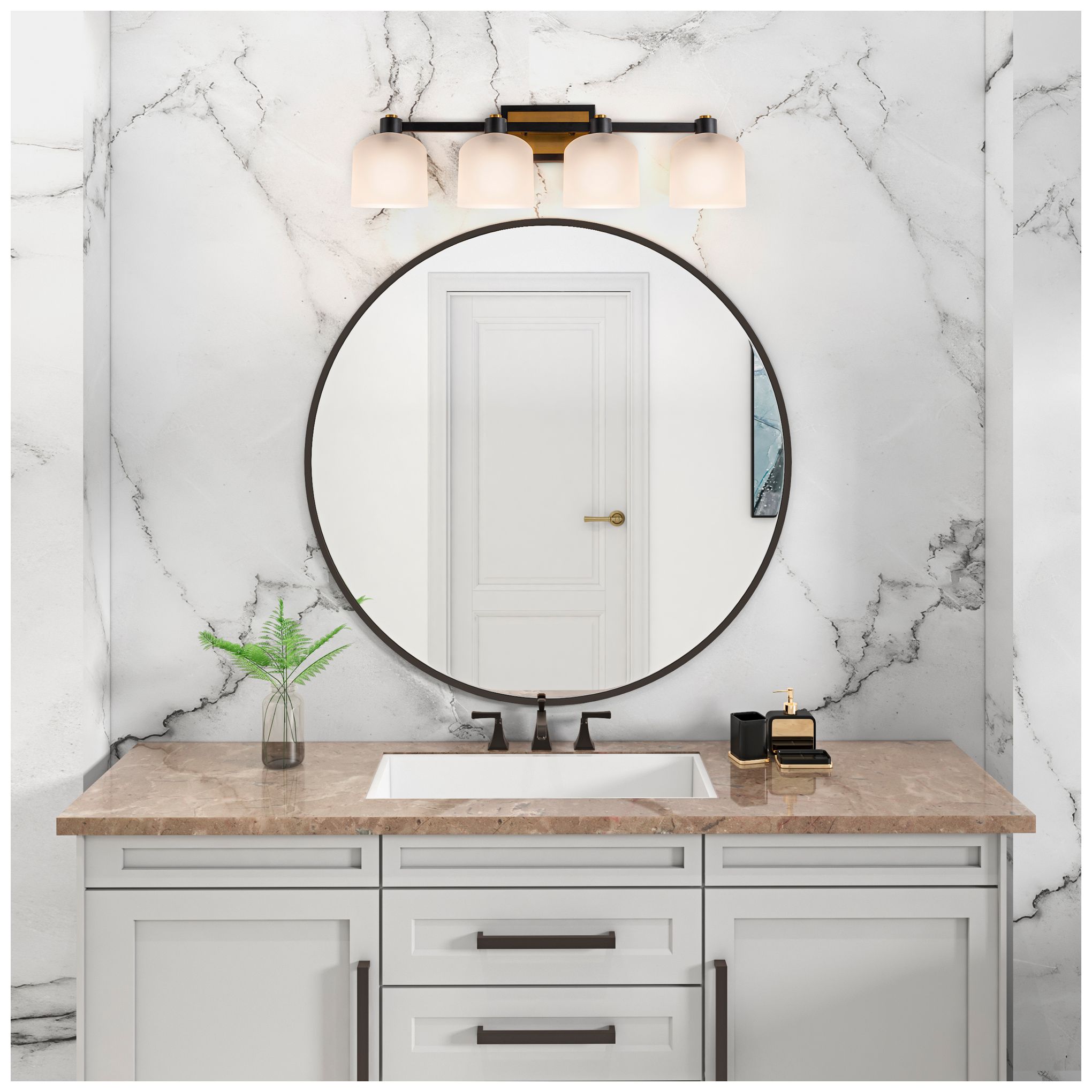 Image 6 Lyndon 31.06" Wide 4-Light Black Bathroom Vanity With Clear Glass Shad more views