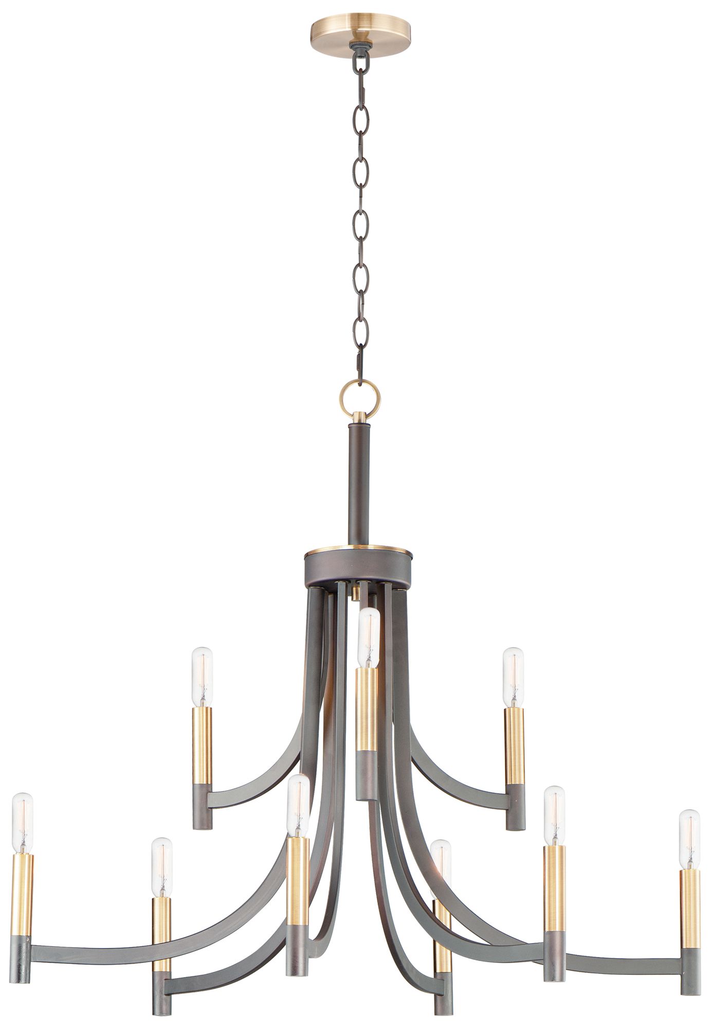 Image 2 Lyndon 9-Light 32" Wide Bronze/Antique Brass Chandelier