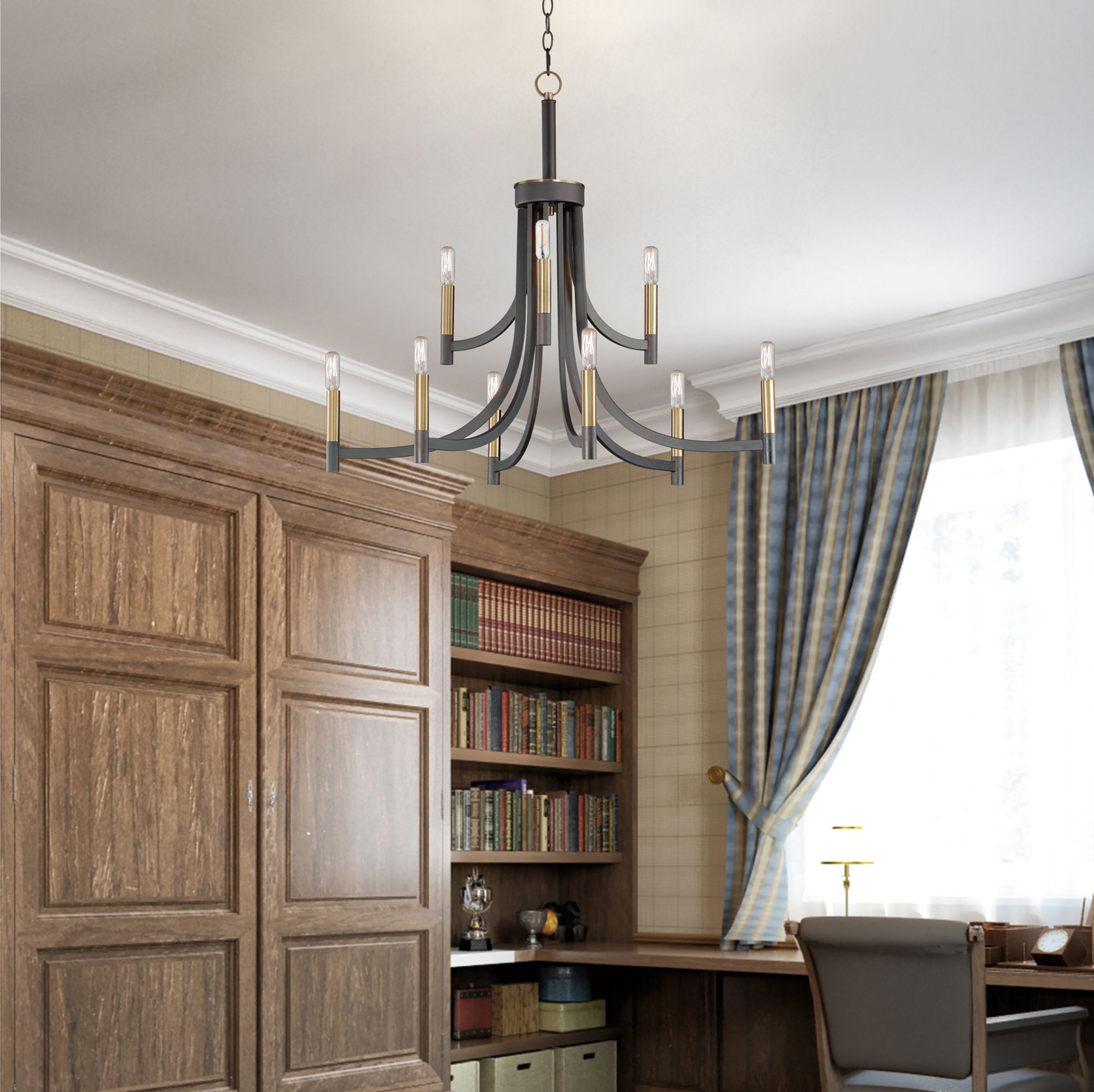 Image 7 Lyndon 9-Light 32" Wide Bronze/Antique Brass Chandelier more views