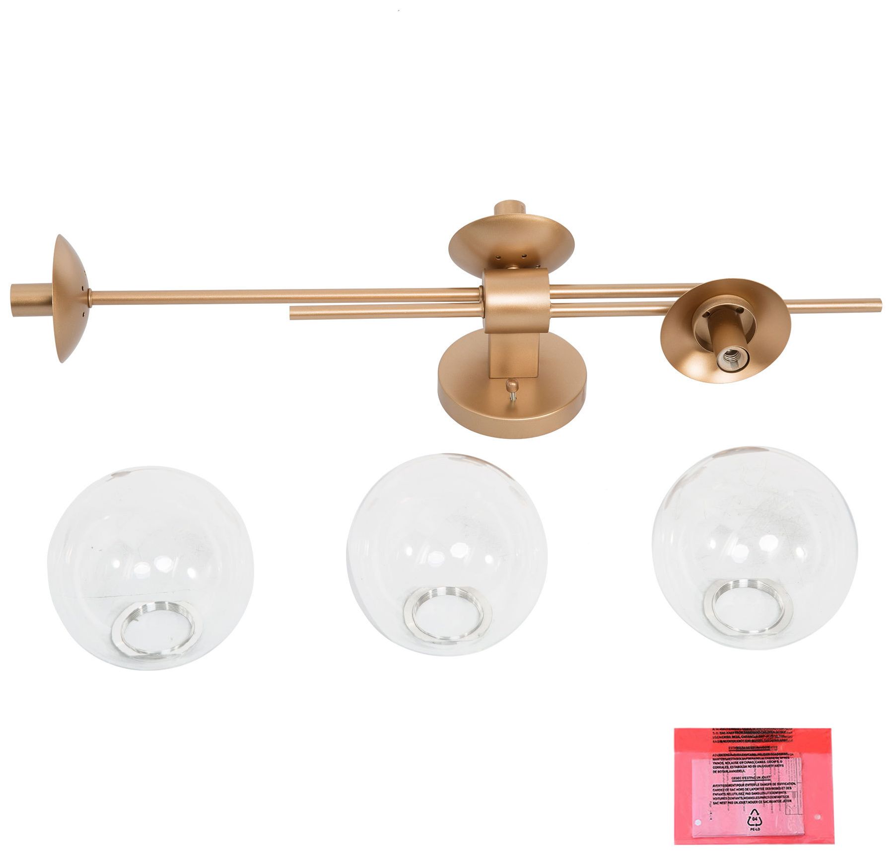 Image 3 Lyner 3-Light 30" Wide Gold Bath Light with Glass Shade more views