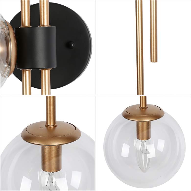 Image 5 Lyner 30" Wide Black and Champagne Gold 3-Light Bath Light more views