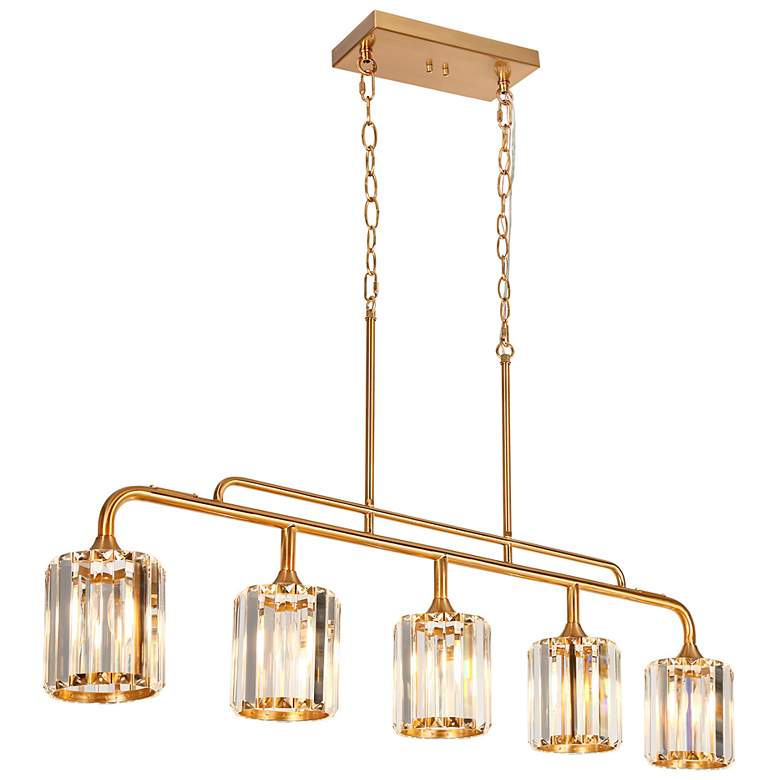 Image 1 Lyngearary 47 1/4"W Plating Brass 5-Light Linear Chandelier