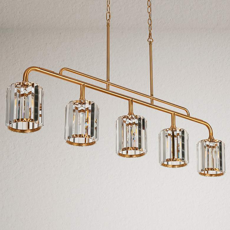 Image 3 Lyngearary 47 1/4"W Plating Brass 5-Light Linear Chandelier more views