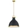 1_Lynk 16 1/2" Wide Matte Black and Legacy Brass Pendant Light