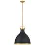 3_Lynk 16 1/2" Wide Matte Black and Legacy Brass Pendant Light more views