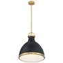 5_Lynk 16 1/2" Wide Matte Black and Legacy Brass Pendant Light more views