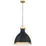 6_Lynk 16 1/2" Wide Matte Black and Legacy Brass Pendant Light more views