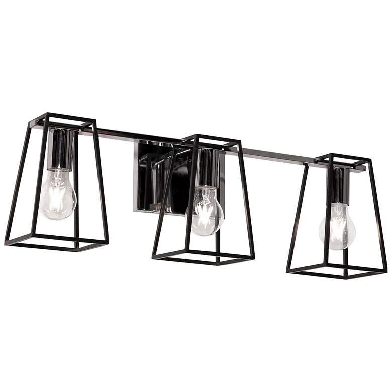 Image 1 Lynn 24" Wide Black Bath and Polished Chrome Light