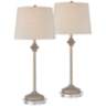 Lynn Beige Wood Buffet Table Lamps With 7" Round Risers