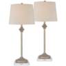 Lynn Beige Wood Buffet Table Lamps With 7" Square Risers