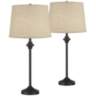 Lynn Black Buffet Burlap Linen Table Lamps Set of 2