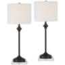 Lynn Black Buffet Table Lamps With 7" Square Risers