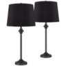 Lynn Bronze Buffet Black Shade Table Lamps Set of 2