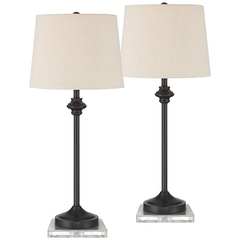 Image 1 Lynn Bronze Buffet Table Lamps With 7 inch Square Risers