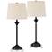 Lynn Bronze Buffet Table Lamps With 7" Square Risers