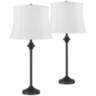 Lynn Bronze Buffet White Shade Table Lamps Set of 2