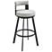 Lynof 26 in. Swivel Barstool in Black Finish with Light Grey Faux Leather