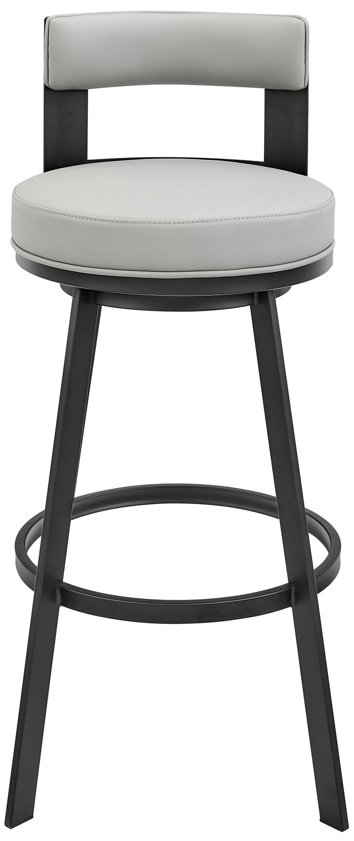 Image 3 Lynof 26 in. Swivel Barstool in Black Finish with Light Grey Faux Leather more views
