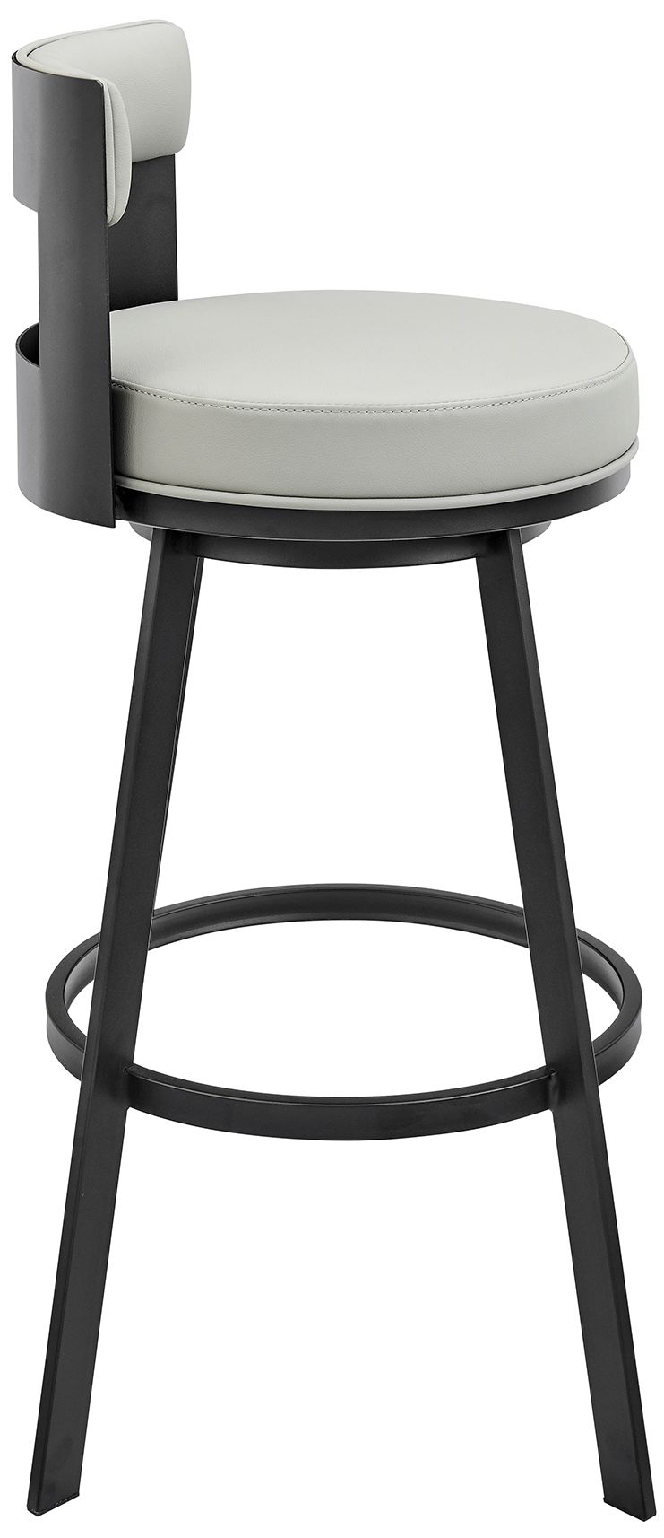 Image 4 Lynof 26 in. Swivel Barstool in Black Finish with Light Grey Faux Leather more views