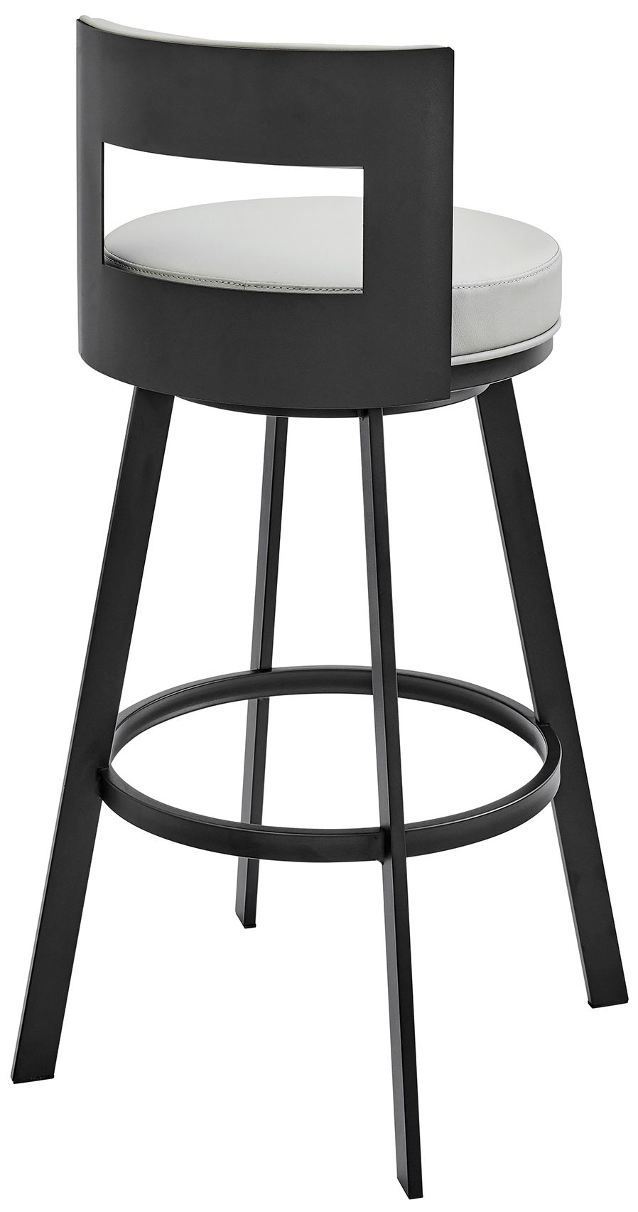 Image 5 Lynof 26 in. Swivel Barstool in Black Finish with Light Grey Faux Leather more views