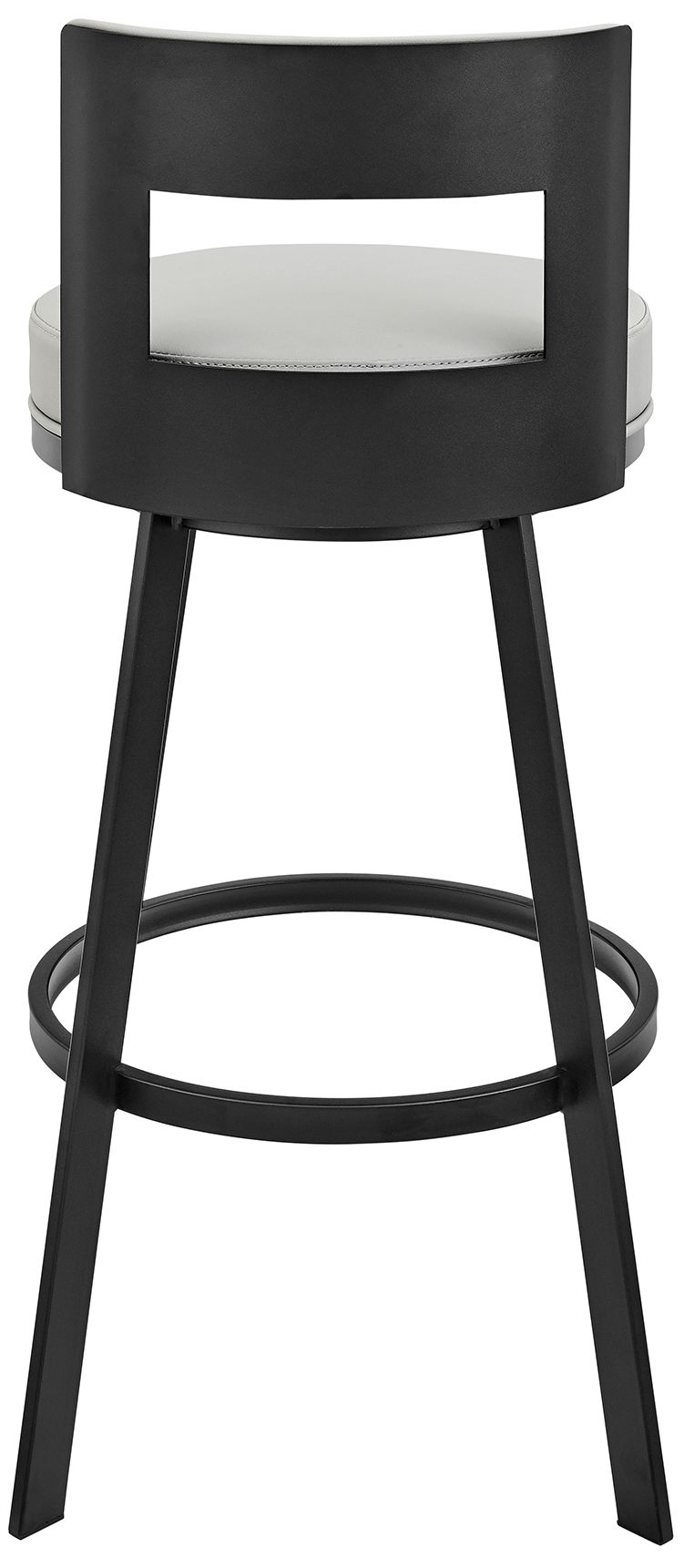 Image 6 Lynof 26 in. Swivel Barstool in Black Finish with Light Grey Faux Leather more views
