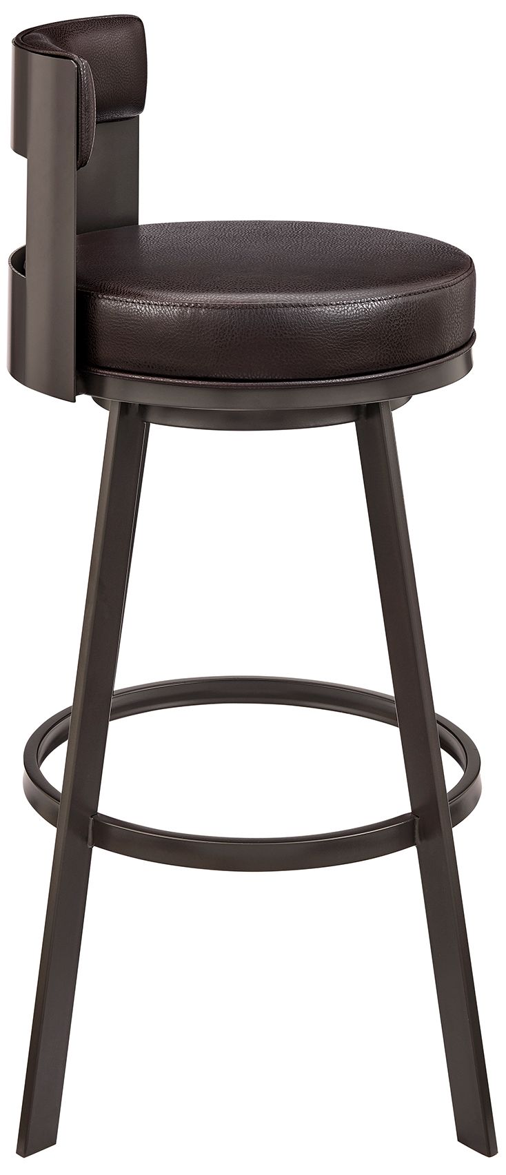 Image 4 Lynof 26 in. Swivel Barstool in Brown Finish with Brown Faux Leather more views