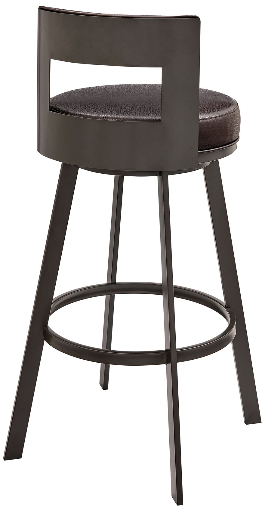 Image 5 Lynof 26 in. Swivel Barstool in Brown Finish with Brown Faux Leather more views