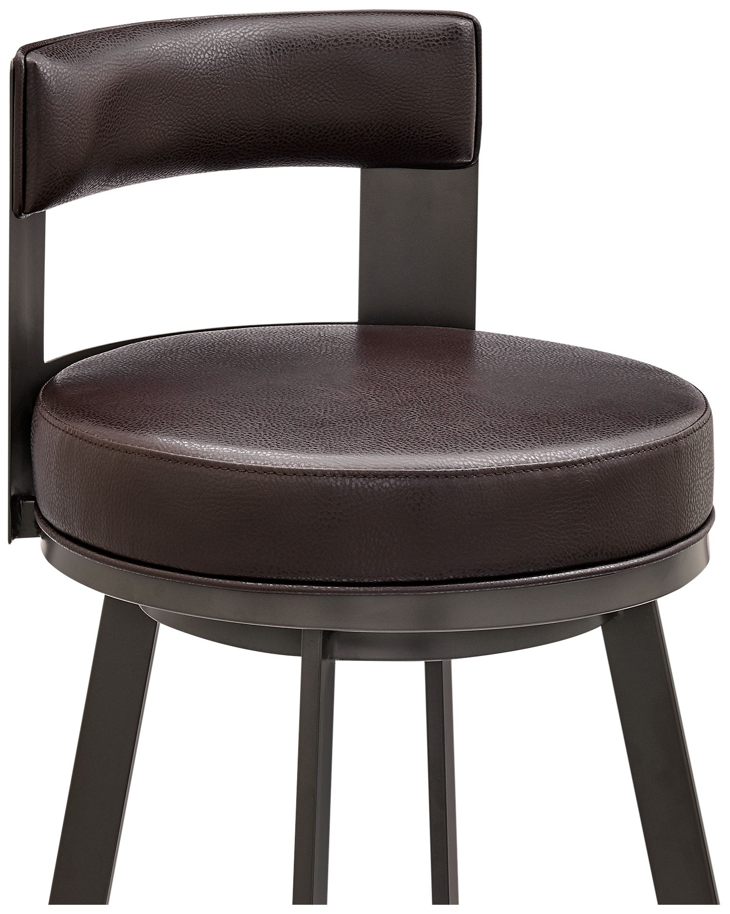 Image 7 Lynof 26 in. Swivel Barstool in Brown Finish with Brown Faux Leather more views