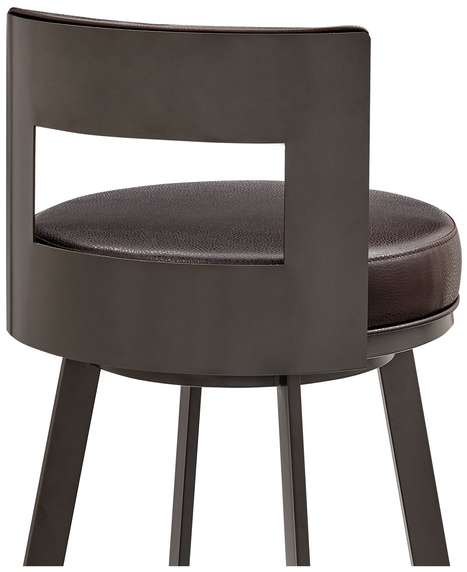 Lynof 26 in. Swivel Barstool in Brown Finish with Brown Faux Leather