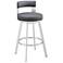 Lynof 26 in. Swivel Barstool in Silver Finish with Grey Faux Leather