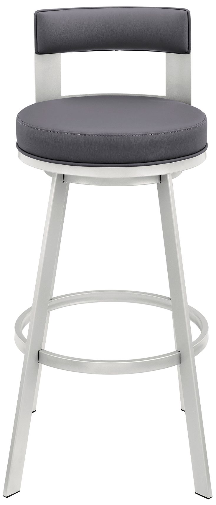 Image 3 Lynof 26 in. Swivel Barstool in Silver Finish with Grey Faux Leather more views