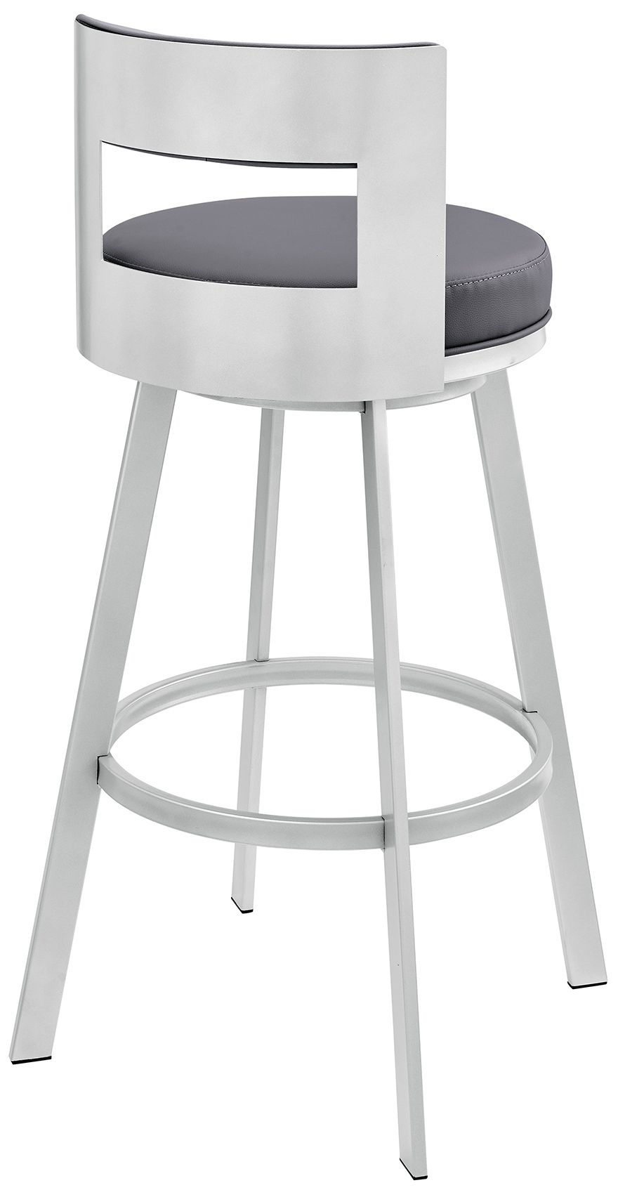 Image 5 Lynof 26 in. Swivel Barstool in Silver Finish with Grey Faux Leather more views