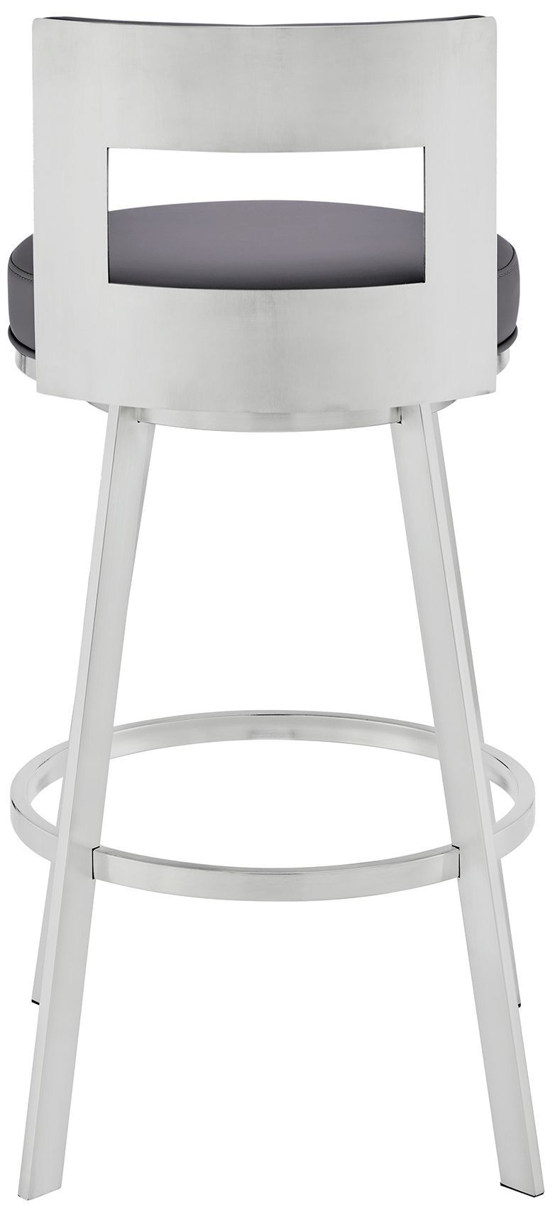 Image 6 Lynof 26 in. Swivel Barstool in Silver Finish with Grey Faux Leather more views