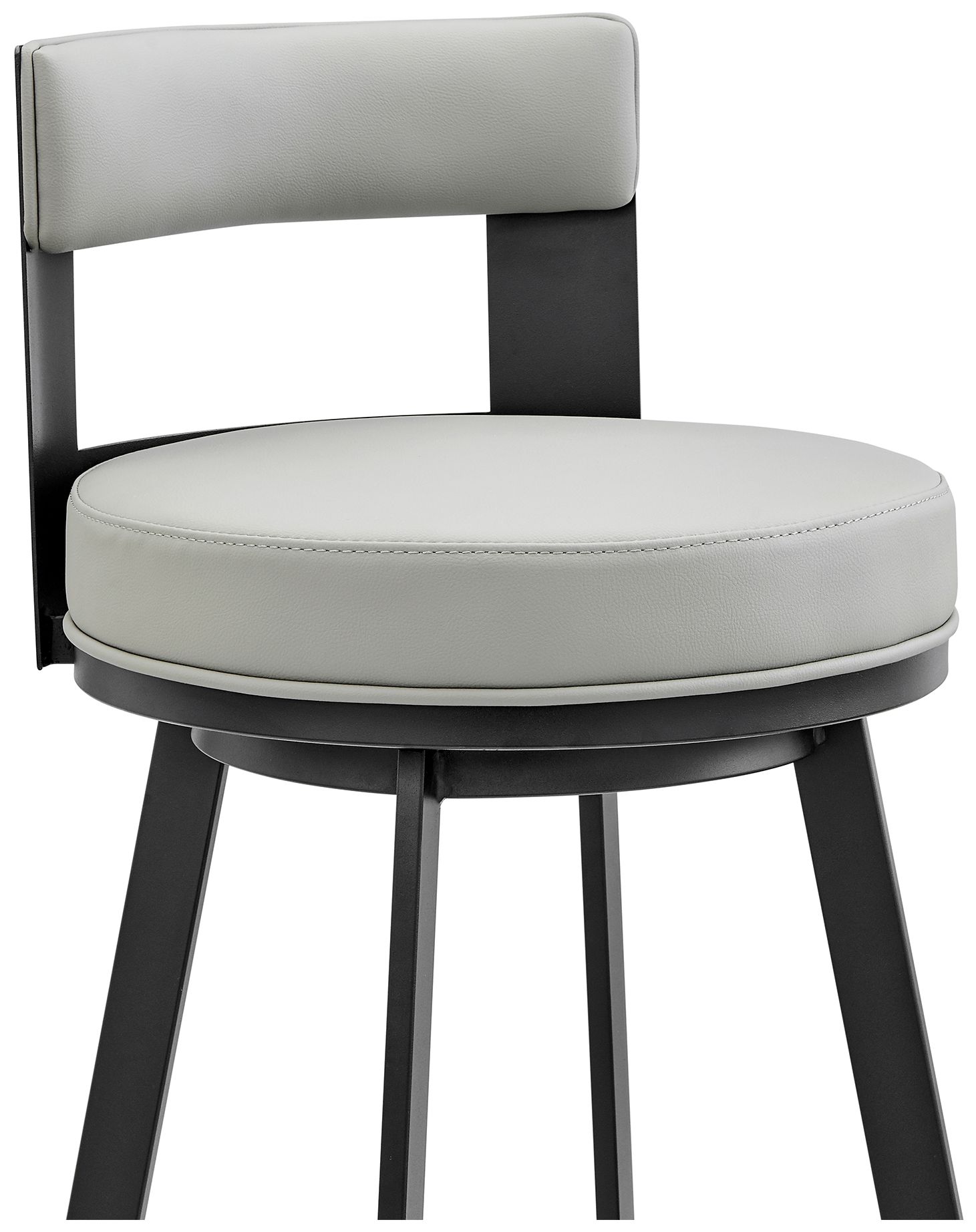 Image 6 Lynof 30 in. Swivel Barstool in Black Finish with Light Grey Faux Leather more views